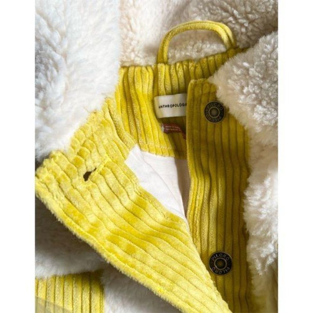 Anthropologie Leslie Sherpa Jacket Size M, Ecru, Yellow NWT - Picture 13 of 16